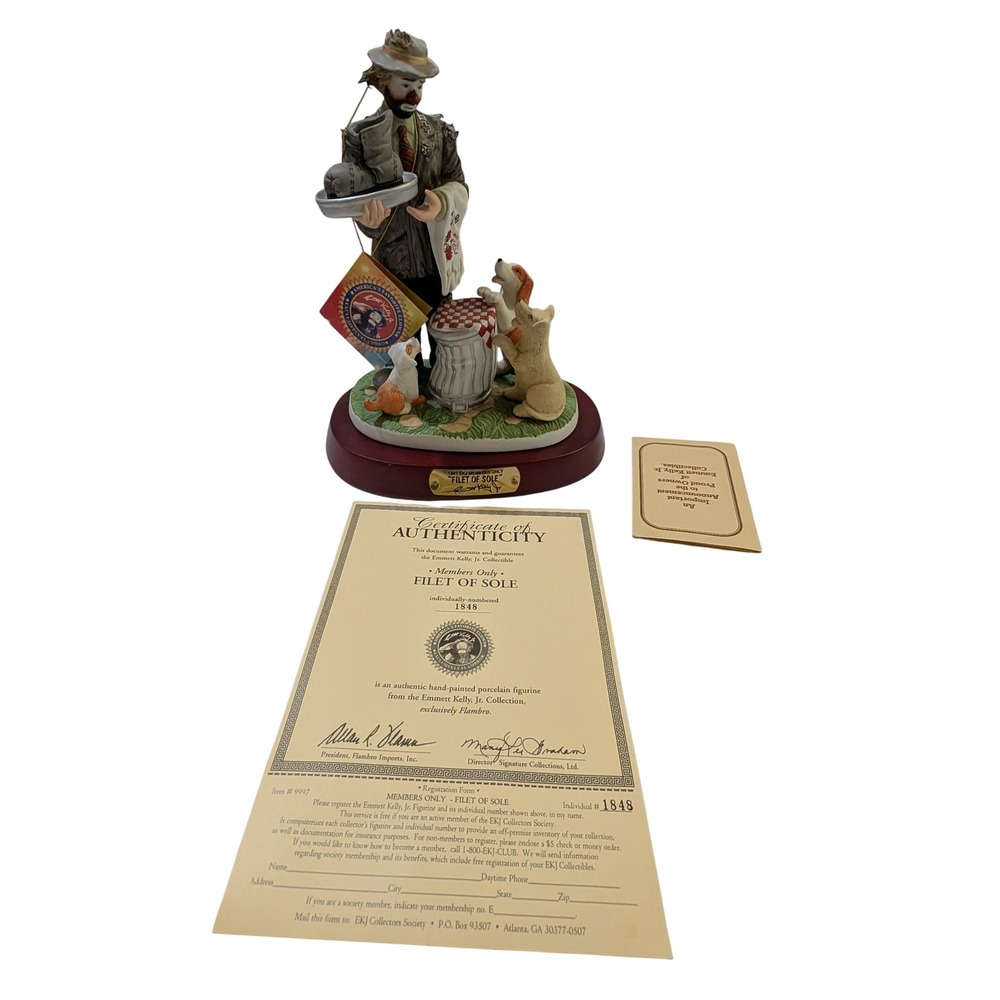 Emmett Kelly Jr Filet of Sole Figurine 1997 Flambro Members Only 1848 Clown Dog